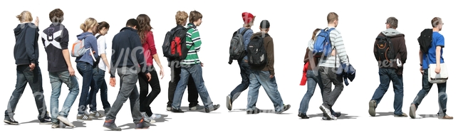 cut out group of teenagers walking