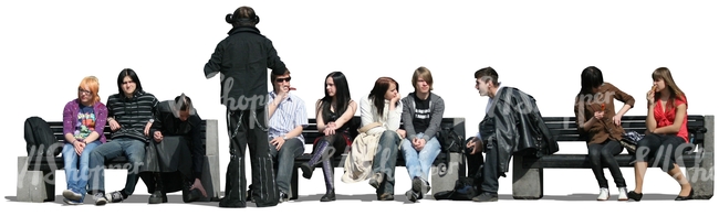 cut out group of people sitting on the bench