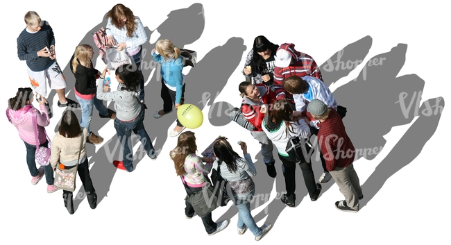 cut out group of people seen from above