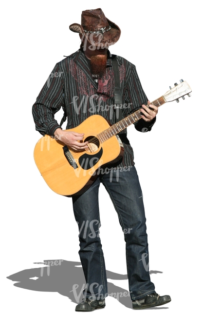 cut out man playing a guitar