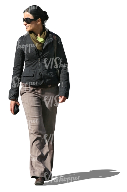 woman walking and smiling