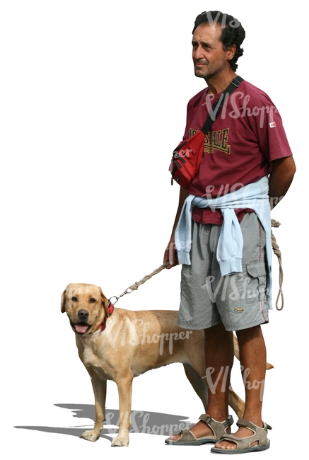 man standing with a dog