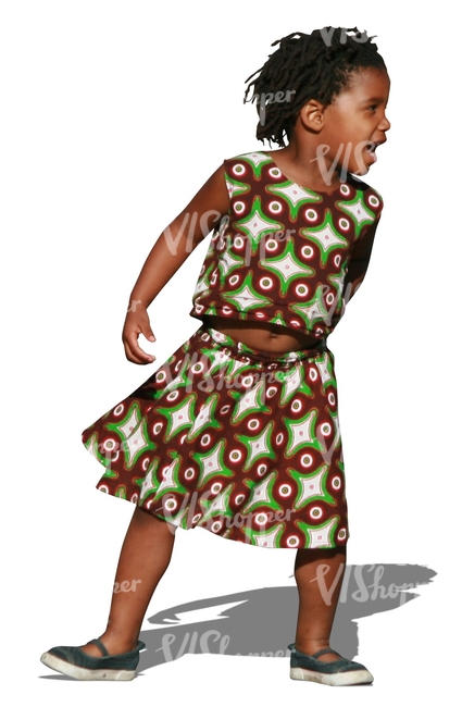 black girl in a dress playing