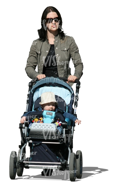 woman pushing a baby stroller