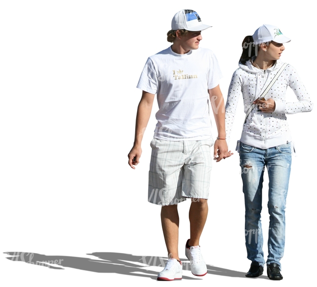 couple in white clothes walking hand in hand