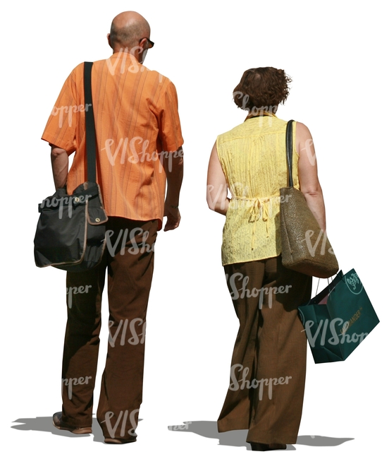 elderly couple doing some shopping
