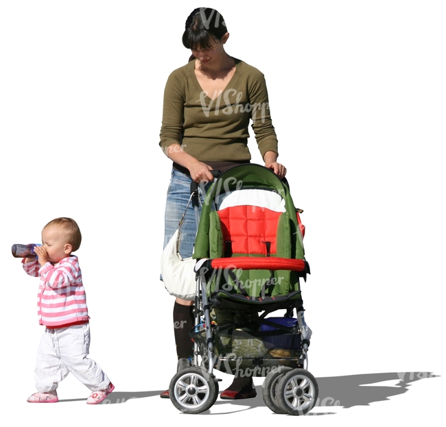 woman walking with her small child