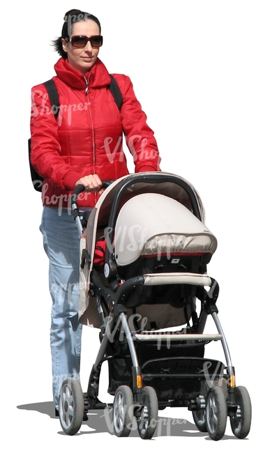 woman pushing a baby stroller