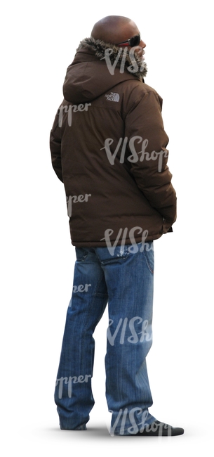 black man in a winter jacket standing