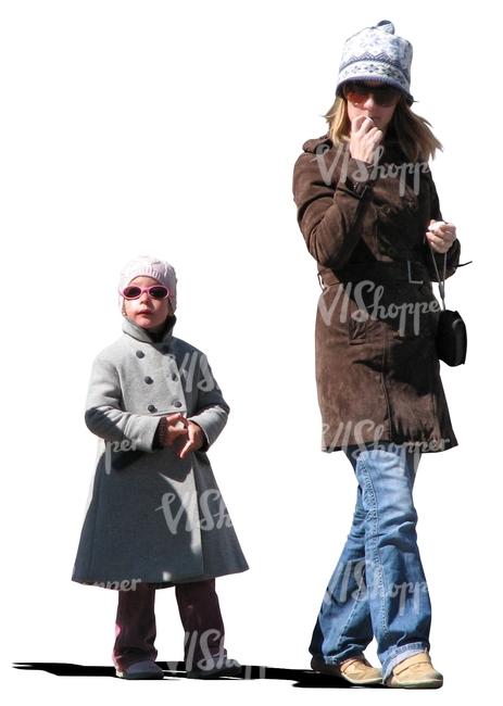 mother and daughter with sunglasses walking