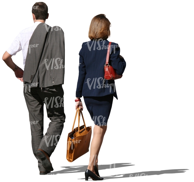 businesman and businesswoman walking