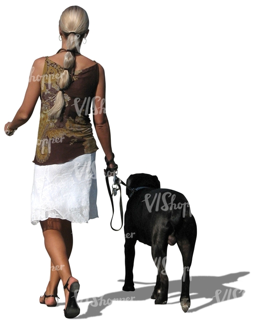 woman walking a dog