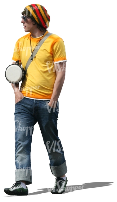 man with a drum standing