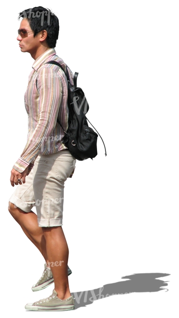 man in shorts walking