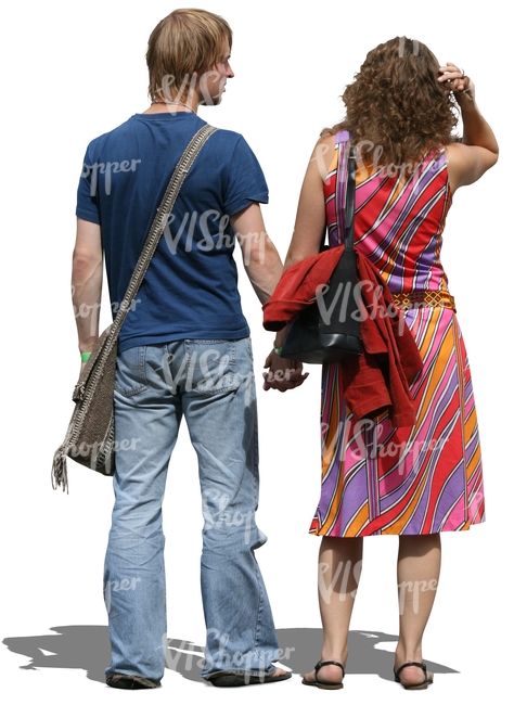 man and woman standing and holding hands