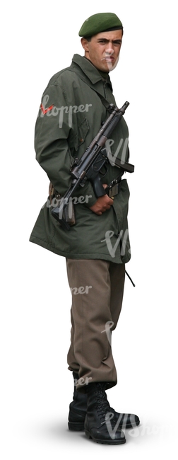 soldier with a gun standing