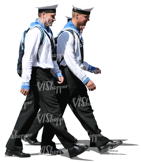 three sailors walking