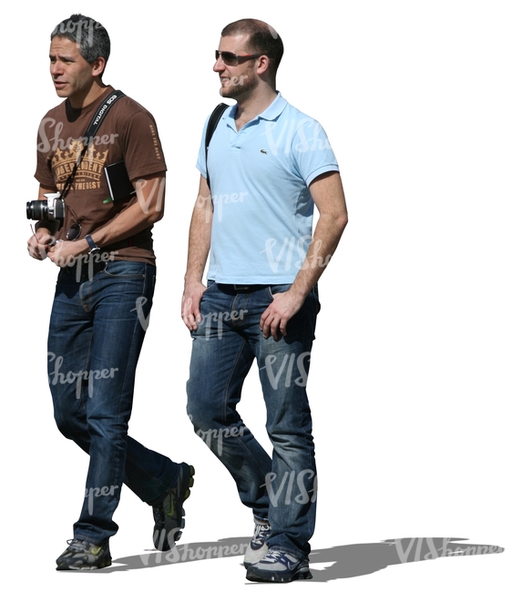 two men with a camera walking