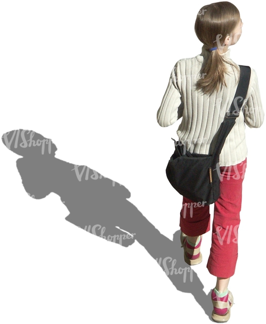 girl walking seen from above