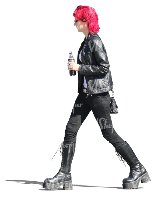 red-haired woman walking