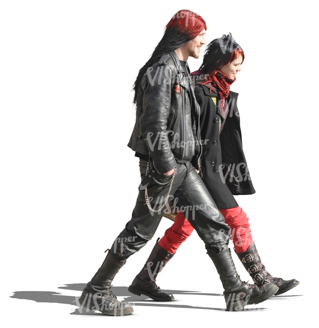 couple in punk style clothing walking