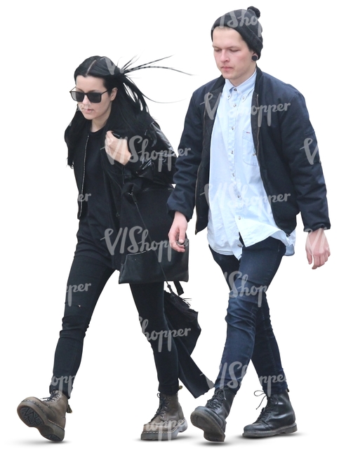 young woman and man walking