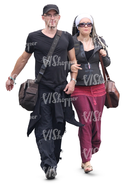 man and woman walking arm in arm