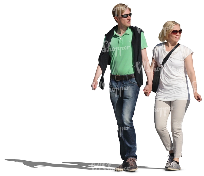 man and woman walking hand in hand