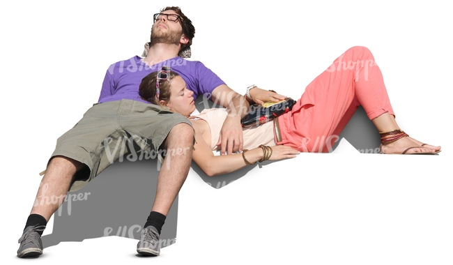 two people lying on the bench and sunbathing
