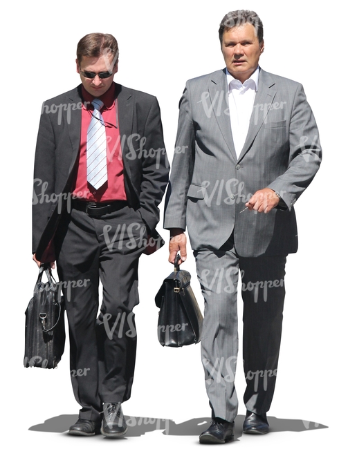 two businessmen with briefcases walking