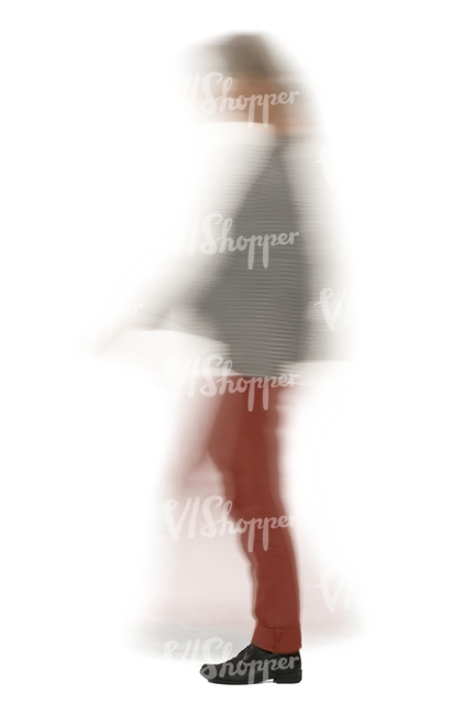 motion blur image of a woman walking