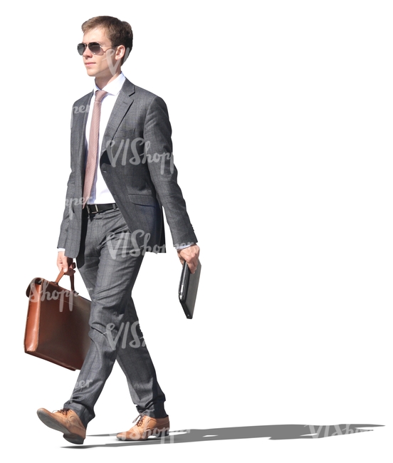 young businessman with a briefcase and a tablet