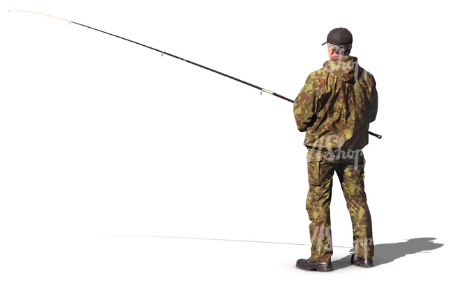 man fishing in camouflage clothing