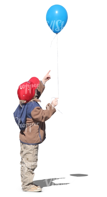 young boy with a red cap and a balloon
