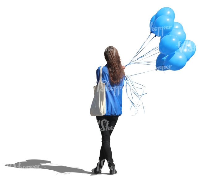 woman standing with a bunch of balloons