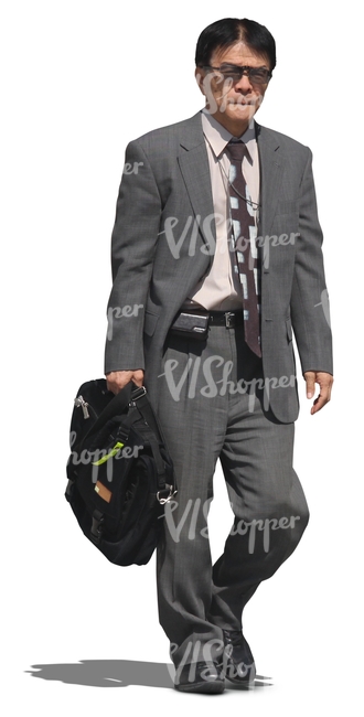 asian businessman with sunglasses and a briefcase