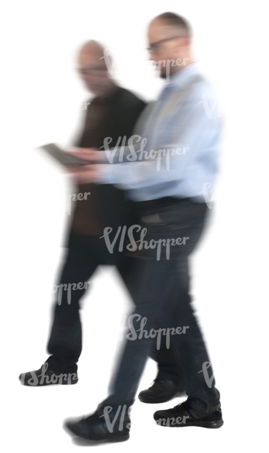 motion blur image of two businessmen walking