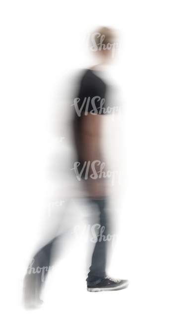 motion blur image of a young man from back