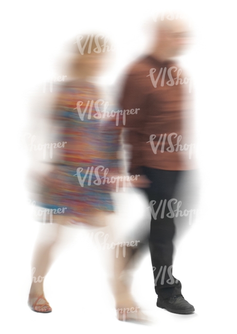 motion blur image of a couple walking