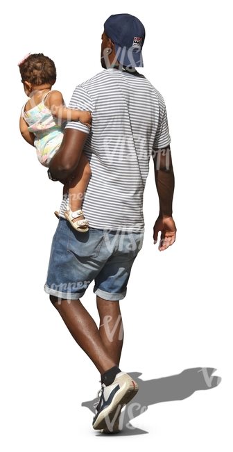 black man carrying a toddler