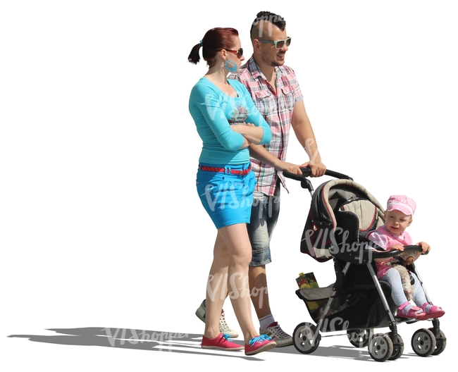 family with a baby carriage