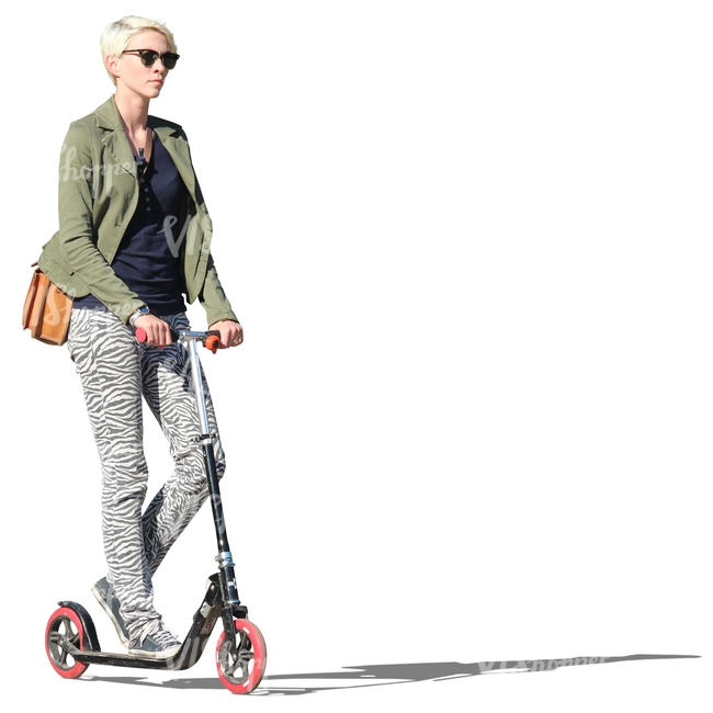 woman riding a scooter