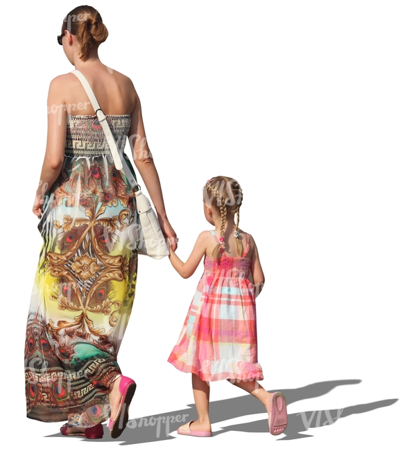 mother and daughter walking hand in hand