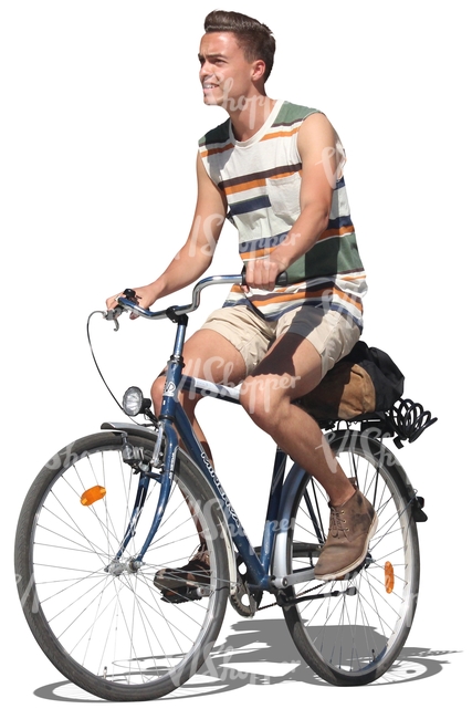 young man riding a bike in summer