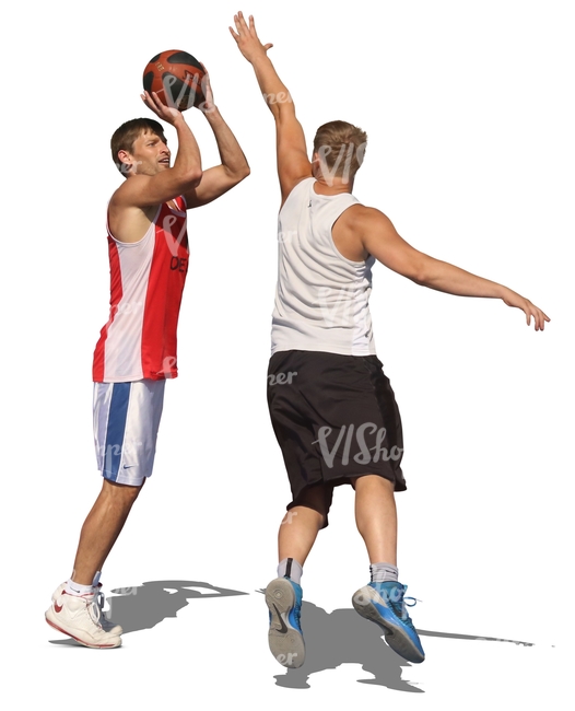 two men playing basketball