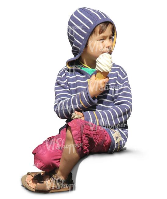 cut out child eating an ice cream