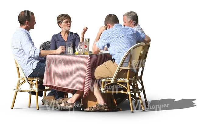 group of people sitting in a cafe