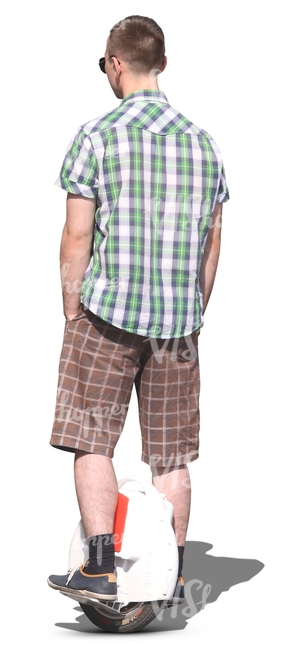 man riding an airwheel hands in his pocket