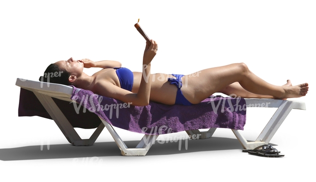 woman sunbathing on a beach chair