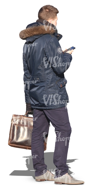 man with a phone and a briefcase